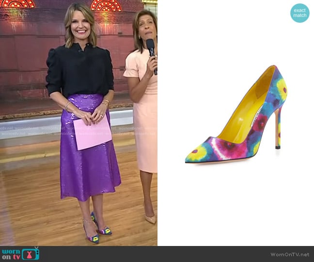 Manolo Blahnik BB Tie-Dye Fabric Pump worn by Savannah Guthrie on Today