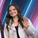 Megan Danielle’s white studded moto jacket on Good Morning America