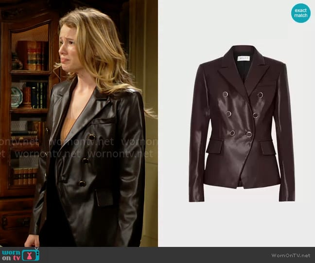 Milly Inez Leather Blazer worn by Summer Newman (Allison Lanier) on The Young and the Restless