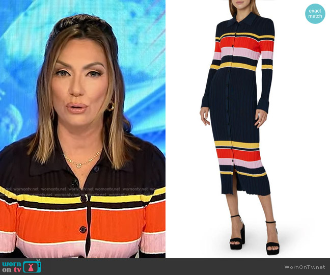 Milly Stripe Long Sleeve Polo Sweater Dress worn by Kyra Phillips on Good Morning America