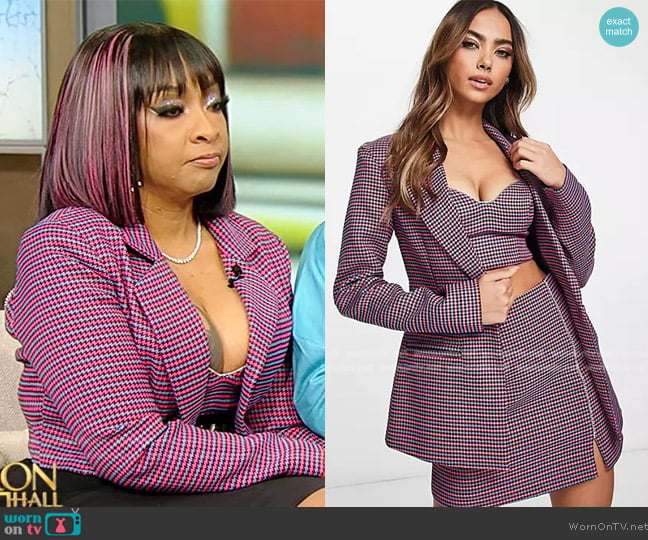 Miss Selfridge Dogtooth Heart Bust Top worn by Jesseca Harris on Tamron Hall Show