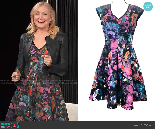 Nanette Lepore Abstract Print Fit and Flare Dress worn by Patricia Clarkson on E! News