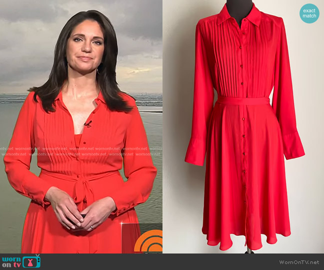 WornOnTV: Maria’s red pleated shirtdress on Today | Maria Larosa ...