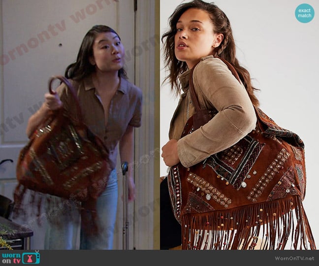 Nigel Preston Mirror Master Tote Bag worn by Wendy Shin (Victoria Grace) on Days of our Lives