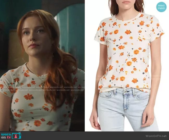 Rag & Bone Organic Cotton Floral Graphic Tee worn by Nancy Drew (Kennedy McMann) on Nancy Drew