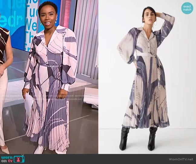 & Other Stories Printed Pleated Midi Dress worn by Zinhle Essamuah on NBC News Daily