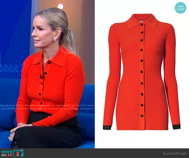 WornOnTV: Jennifer’s red ribbed cardigan on Good Morning America | Dr ...