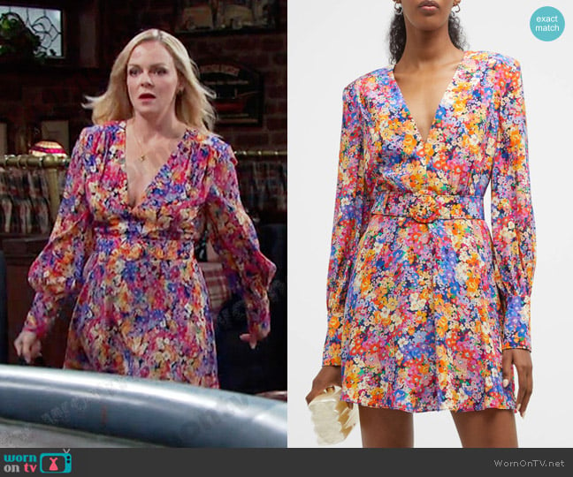 Rebecca Vallance Through The Grapevine Floral Belted Mini Dress worn by Belle Brady (Martha Madison) on Days of our Lives