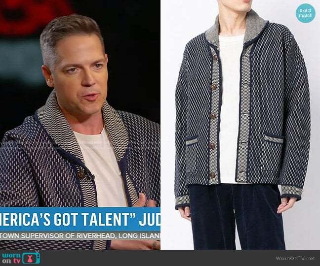 Ralph Lauren RRL Jacquard-Knit Shawl-Collar Cardigan worn by Jason Kennedy on Today