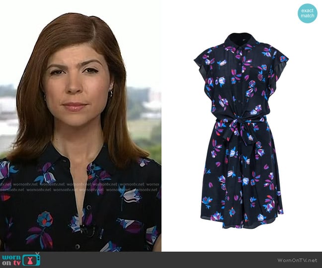 Rebecca Taylor Floral Silk Button-Up Dress worn by Monica Alba on NBC News Daily