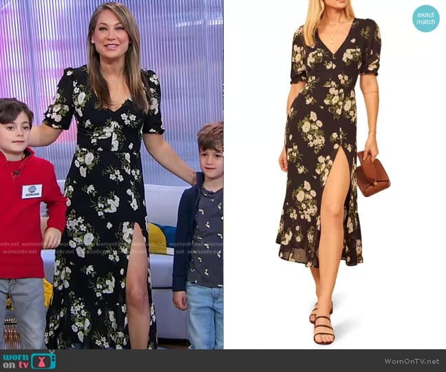 Reformation Nantes Floral Print Dress worn by Ginger Zee on Good Morning America