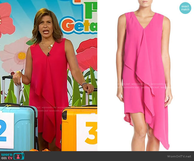 Ruffle Front Crepe High/Low Dress by Adrianna Papell worn by Hoda Kotb on Today
