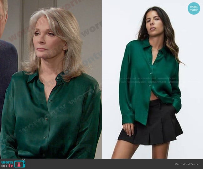 Zara Satin Effect Shit worn by Marlena Evans (Deidre Hall) on Days of our Lives