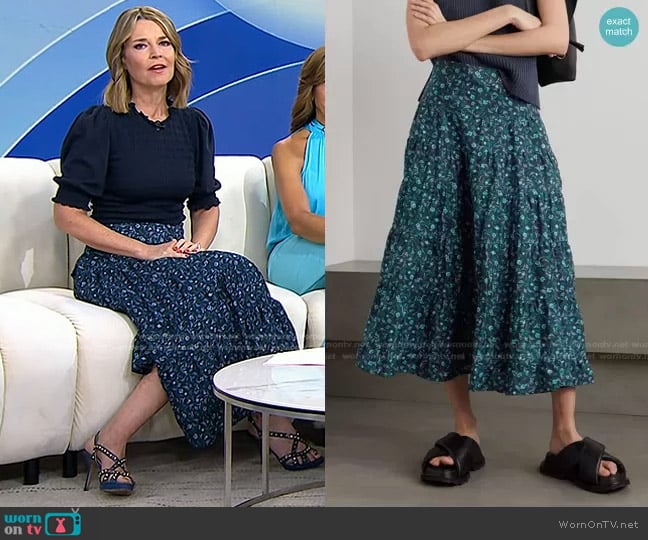 Cefinn Sawyer Midi Skirt worn by Savannah Guthrie on Today