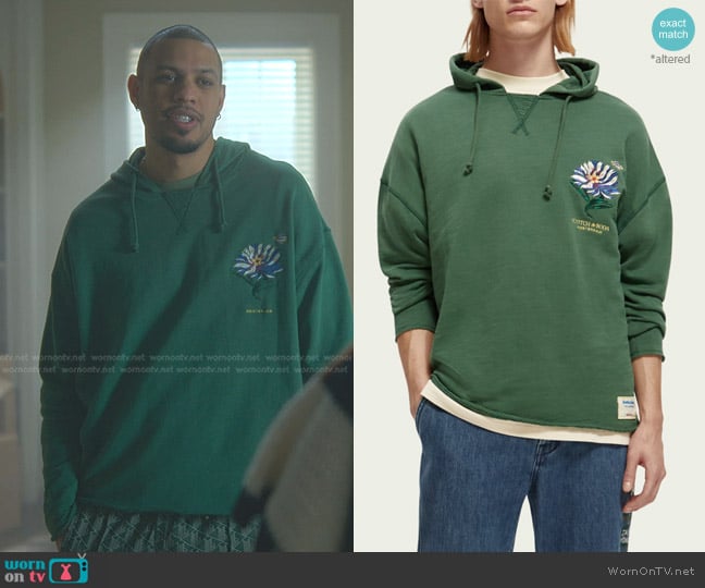 Scotch & Soda Embroidered Artwork Organic Cotton Hoodie worn by Isaac Hall (Sarunas J. Jackson) on Good Trouble