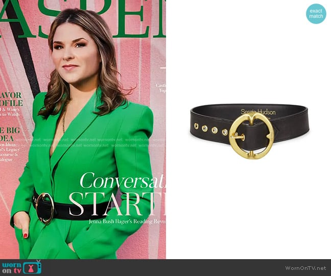 Sergio Hudson Signature Buckle Leather Belt worn by Jenna Bush Hager on Today