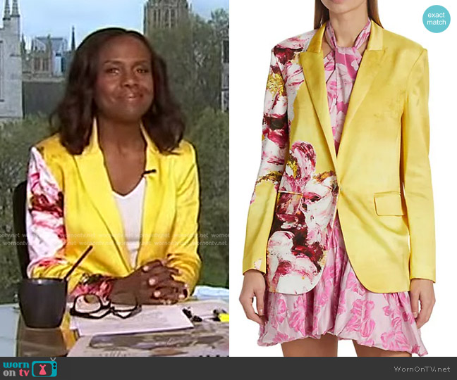 Silvia Tcherassi Rebeca Floral Jacket worn by Deborah Roberts on Good Morning America