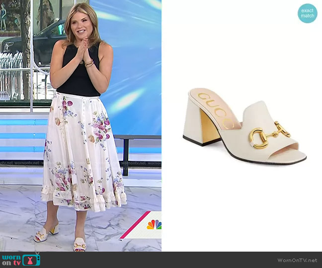 Gucci Slide Sandal With Horsebit worn by Jenna Bush Hager on Today