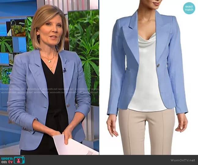 Smythe Linen Dutchess Blazer worn by Kate Snow on NBC News Daily