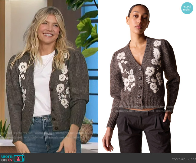 St. Roche Farrah Cardigan in Charcoal Ivory worn by Amanda Kloots on The Talk