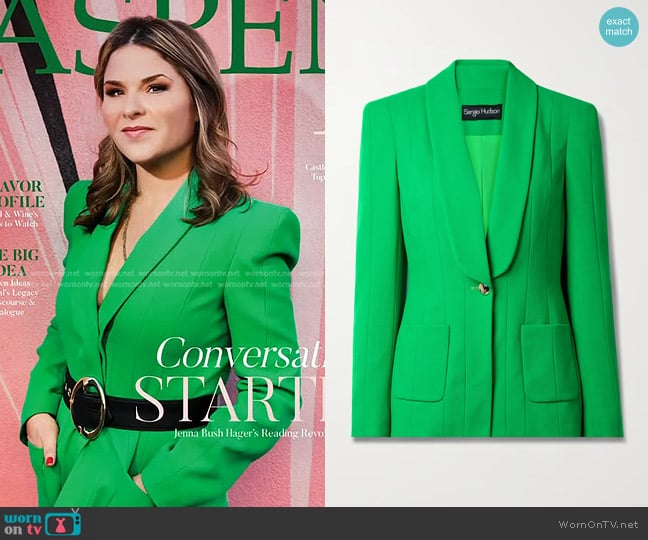 Sergio Hudson Stretch-Wool Crepe Blazer worn by Jenna Bush Hager on Today