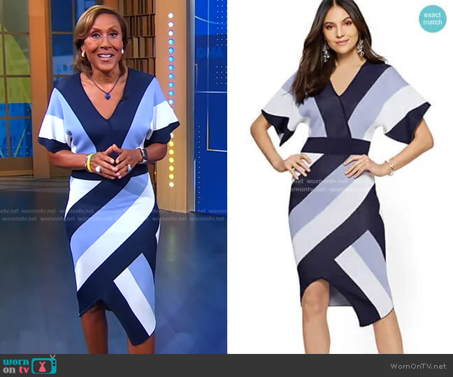 Stripe Wrap Sweater Dress by New York & Company worn by Robin Roberts on Good Morning America