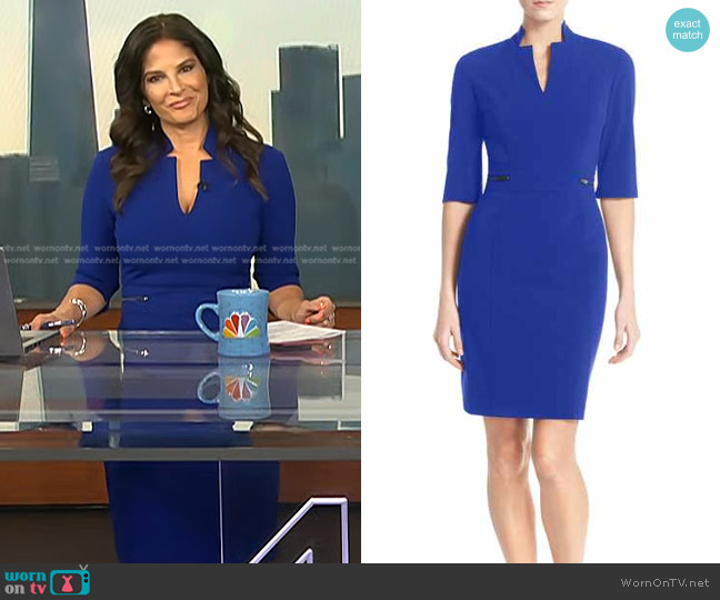 WornOnTV: Darlene’s blue notch collar sheath dress on Today | Darlene ...