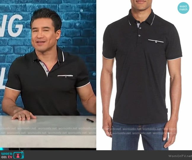 Ted Baker Polo Derry Slim Fit Cotton Black worn by Mario Lopez on Access Hollywood