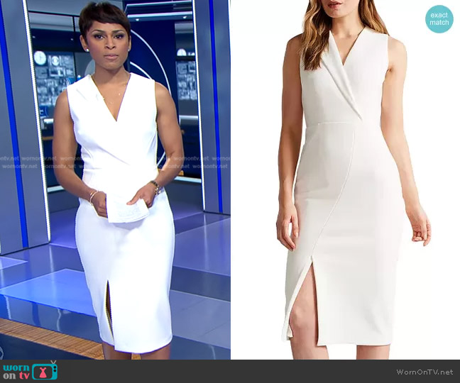 WornOnTV: Jericka’s white sleeveless surplice dress on CBS Evening News ...