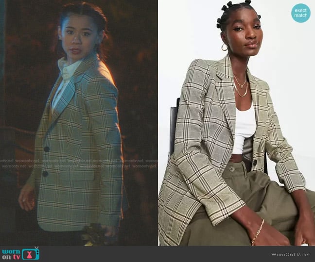 Topshop Plaid Suit Jacket worn by George Fan (Leah Lewis) on Nancy Drew