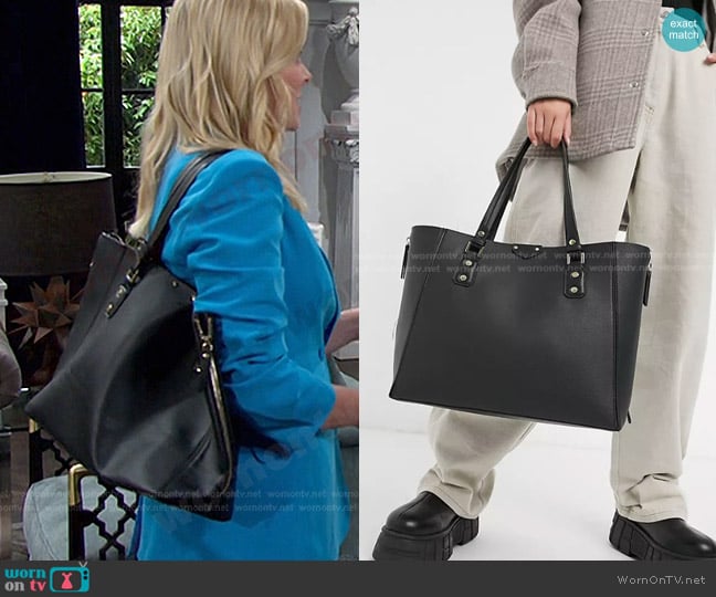 Topshop Top Handle Bag in Black worn by Belle Brady (Martha Madison) on Days of our Lives