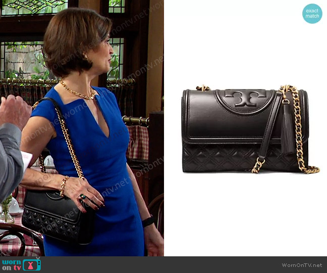 Tory Burch Fleming Lambskin Leather Convertible Shoulder Bag worn by Megan Hathaway (Miranda Wilson) on Days of our Lives