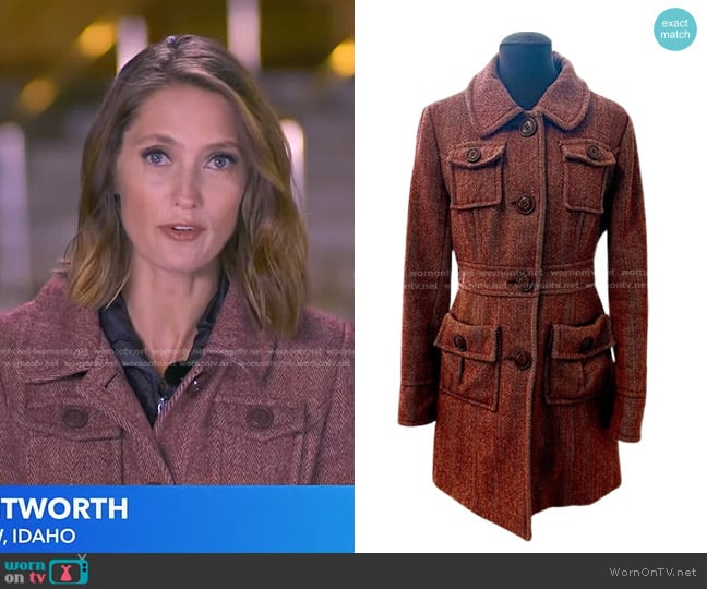 Tulle Wool Pea Coat worn by Kayna Whitworth on Good Morning America