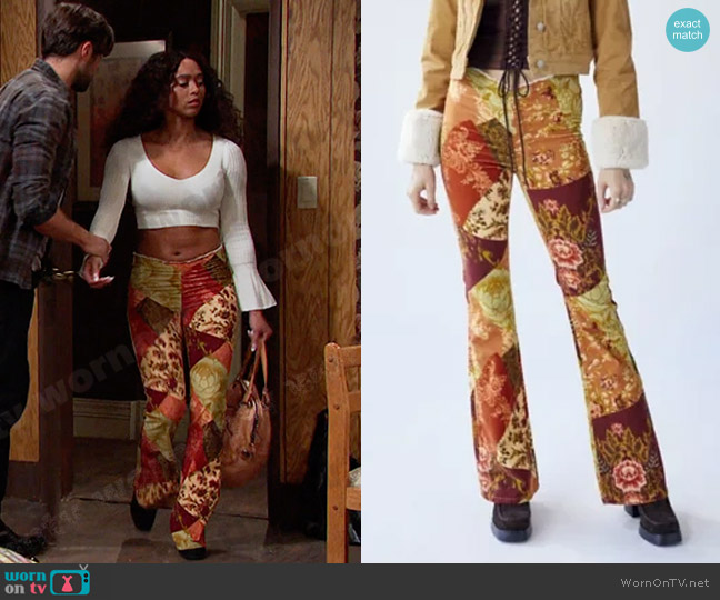 WornOnTV: Talia's white cropped top and floral flare pants on Days of our  Lives, Aketra Sevellian