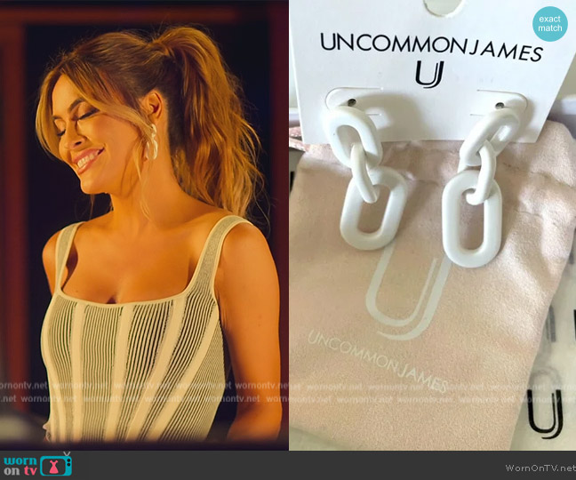 Uncommon James White Chain Earrings worn by Chrishell Stause on Selling Sunset