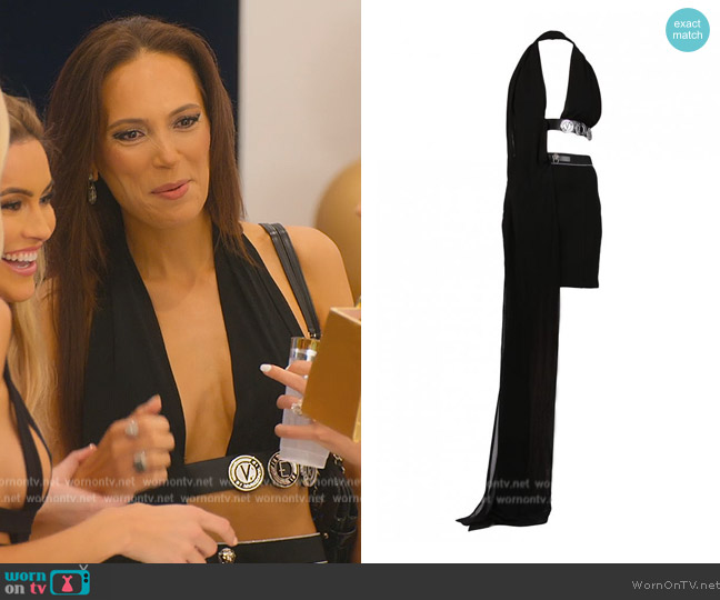 Versace Black Asymmetric Dress worn by Davina Potratz on Selling Sunset