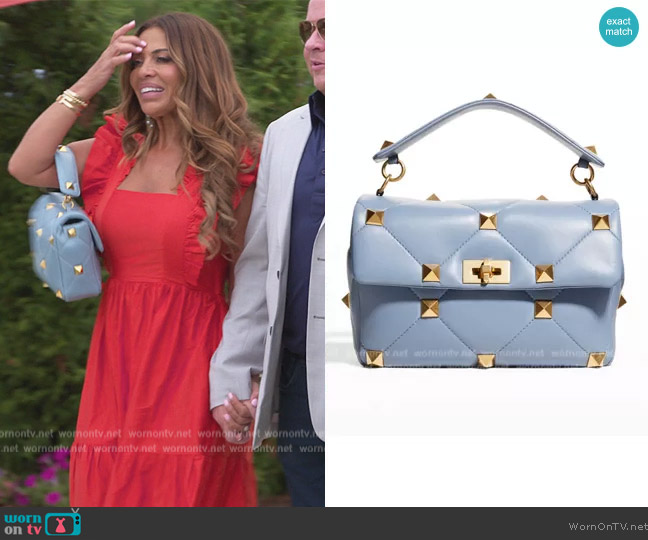 Valentino Garavani Roman Stud Large Quilted Leather Shoulder Bag worn by Dolores Catania on The Real Housewives of New Jersey