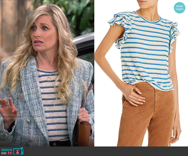 Veronica Beard Akeela Striped Tee worn by Gemma (Beth Behrs) on The Neighborhood