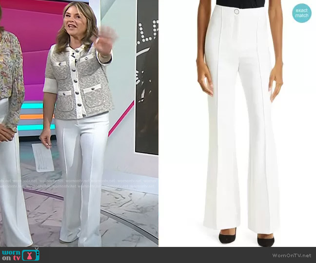 WornOnTV: Jenna’s knit short sleeve cardigan and white flare pants on ...