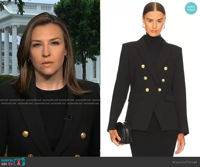 Veronica Beard Miller Dickey Jacket in Black with Gold Buttons worn by Mary Bruce on Good Morning America