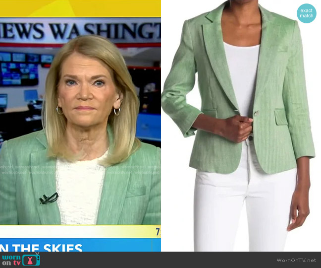 Veronica Beard Schoolboy Linen Dickey Jacket worn by Martha Raddatz on Good Morning America