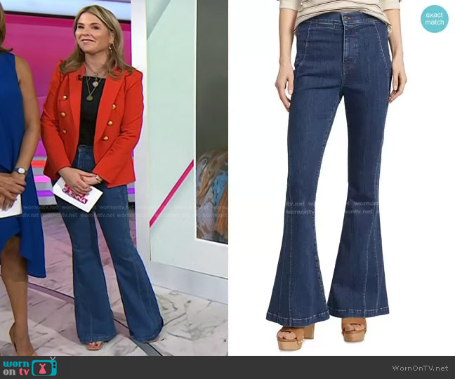 Veronica Beard Sheridan Seamed High-Rise Bell-Bottom Jeans worn by Jenna Bush Hager on Today