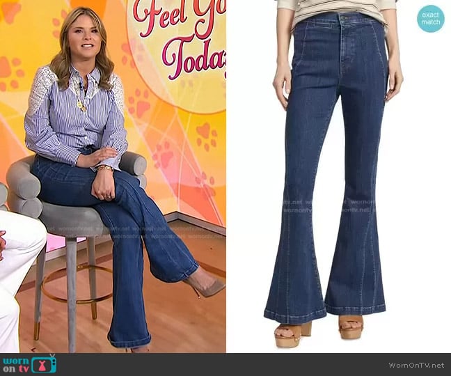 Veronica Beard Sheridan Seamed High-Rise Bell-Bottom Jeans worn by Jenna Bush Hager on Today