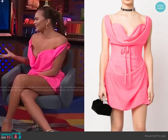 Vivienne Westwood Draped Sleeveless Mini Dress worn by Chrissy Teigen on E! News