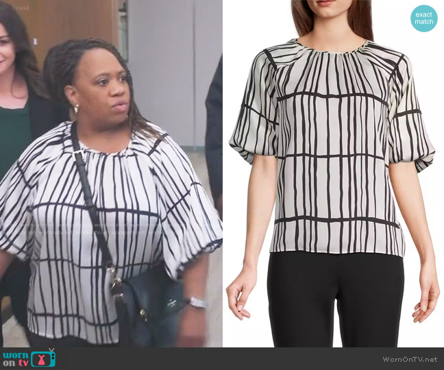 Miranda’s white grid check blouse on Greys Anatomy