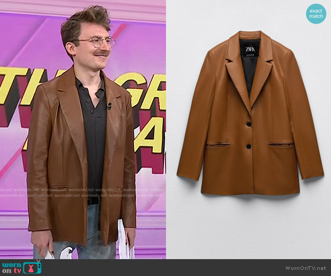 Zara Faux Leather Blazer worn by Sean Hickey on Today