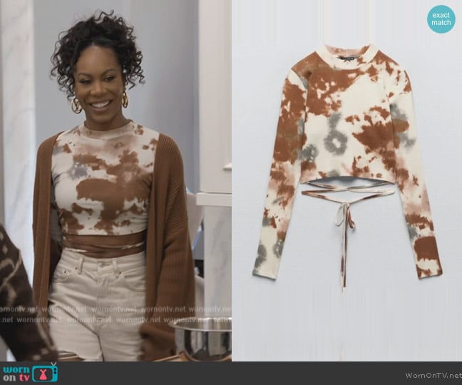 Zara Tie Dye Cropped Top worn by Sanya Richards-Ross on The Real Housewives of Atlanta