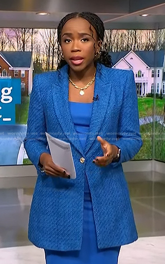 Zinhle Essamuah’s blue tweed blazer on NBC News Daily