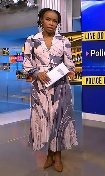 Zinhle Essamuah’s printed pleated shirtdress on NBC News Daily