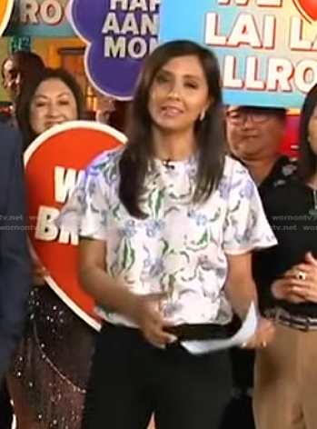 Zohreen Shah's whtie floral tee on Good Morning America